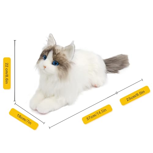 Chongker Stuffed Animals Handmade Realistic Black Cat Plush Companion Pet Gifts for Women Birthday Anniversary Cat Lover (Ragdoll Cat)