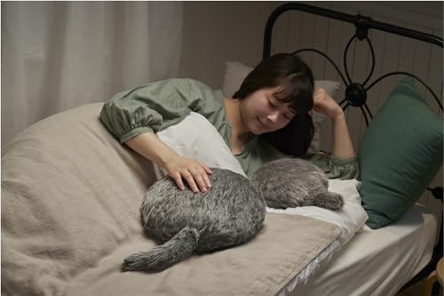 ユカイ Petit Qoobo Noir (Black) /Robot pet/Robot Pillow/Tail/Cushion/Fur/Interactive pet Robot/Live Animals/Relaxation Robot/Easter/Spring Break