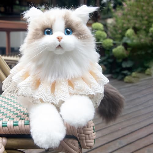 Chongker Cat Plush - Realistic Cat Stuffed Animal for Kids Lifelike Ragdoll Cat Plush, Gift for Kids and Cat Lovers (Ragdoll Cat)