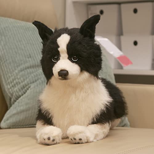 Chongker Stuffed Animals Plush Puppy Border Collie Handmade Realistic Toy Dog Cuddly Plush Dog Companion Pet Gifts for Kids Dog Lover Birthday Anniversary