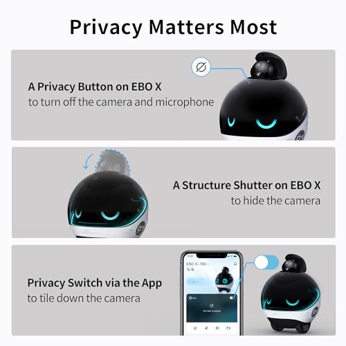Enabot EBO X Home Robot: Harman AudioEFX Speaker with Alexa Voice Control Built-in, Movable Home Monitoring Robot with Smart Mapping, Stabilized 4K UHD Security Pet Camera with Night Vision
