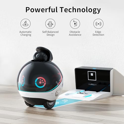 Enabot EBO X Home Robot: Harman AudioEFX Speaker with Alexa Voice Control Built-in, Movable Home Monitoring Robot with Smart Mapping, Stabilized 4K UHD Security Pet Camera with Night Vision