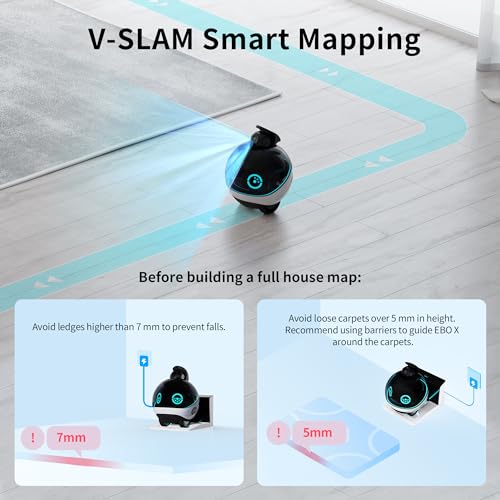 Enabot EBO X Home Robot: Harman AudioEFX Speaker with Alexa Voice Control Built-in, Movable Home Monitoring Robot with Smart Mapping, Stabilized 4K UHD Security Pet Camera with Night Vision