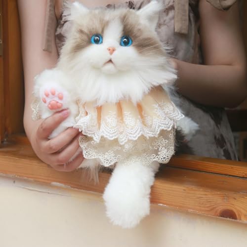 Chongker Cat Plush - Realistic Cat Stuffed Animal for Kids Lifelike Ragdoll Cat Plush, Gift for Kids and Cat Lovers (Ragdoll Cat)