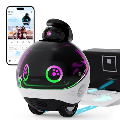 Enabot EBO X Home Robot: Harman AudioEFX Speaker with Alexa Voice Control Built-in, Movable Home Monitoring Robot with Smart Mapping, Stabilized 4K UHD Security Pet Camera with Night Vision