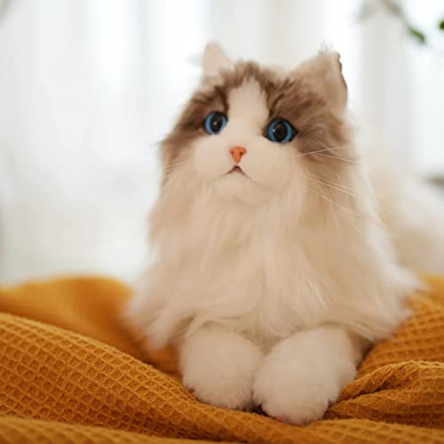 Chongker Stuffed Animals Handmade Realistic Black Cat Plush Companion Pet Gifts for Women Birthday Anniversary Cat Lover (Ragdoll Cat)