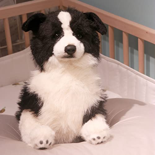 Chongker Stuffed Animals Plush Puppy Border Collie Handmade Realistic Toy Dog Cuddly Plush Dog Companion Pet Gifts for Kids Dog Lover Birthday Anniversary