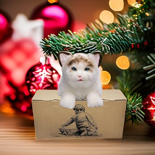FLUFFYFUN Blinks, Meows & Purrs Realistic Stuffed Cat Interactive Companion Robot Pets 14"