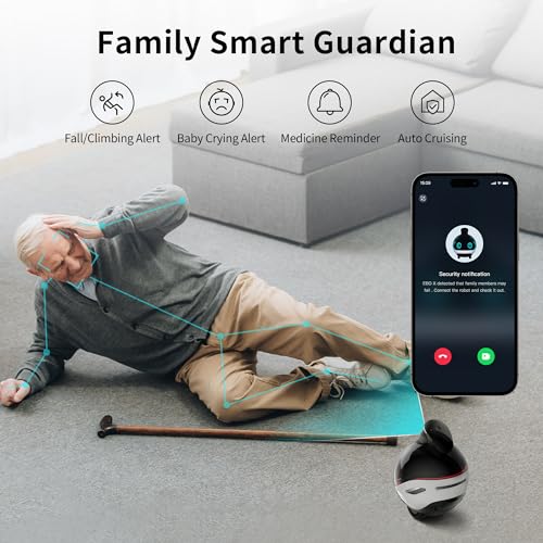 Enabot EBO X Home Robot: Harman AudioEFX Speaker with Alexa Voice Control Built-in, Movable Home Monitoring Robot with Smart Mapping, Stabilized 4K UHD Security Pet Camera with Night Vision