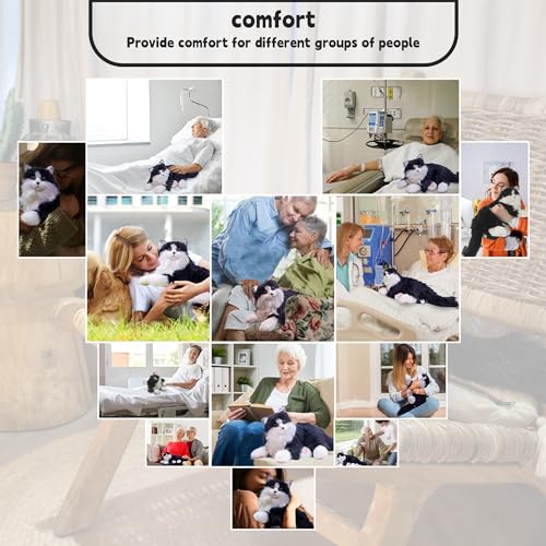 Chongker Interactive Companion Robot Pets Realistic Stuffed Animals Cat Plush Voice Heartbeat and Purring,Gifts for Parents (Black Cat)