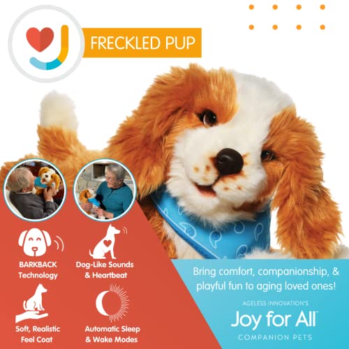JOY FOR ALL - Freckled Pup - Brown and White Soft-Touch Coat - Realistic and Lifelike Interactive Companion Pets