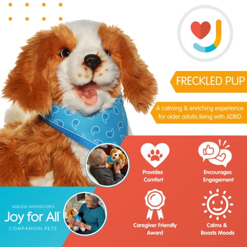 JOY FOR ALL - Freckled Pup - Brown and White Soft-Touch Coat - Realistic and Lifelike Interactive Companion Pets