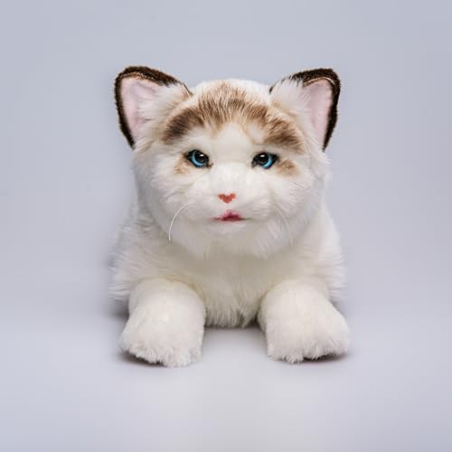 FLUFFYFUN Blinks, Meows & Purrs Realistic Stuffed Cat Interactive Companion Robot Pets 14"
