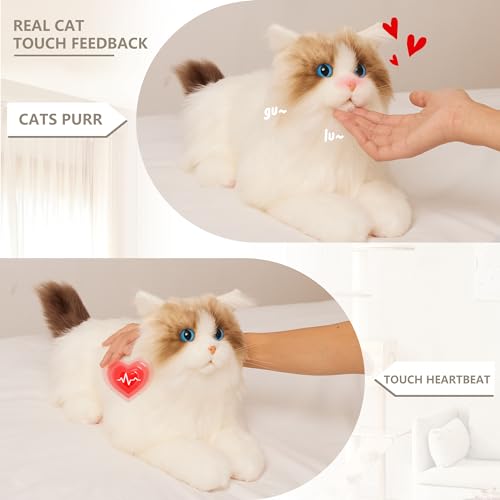 Chongker Interactive Robot cat Plush Stuffed Animal Toys for Kids Bionic Motion Purr Heartbeat Sound