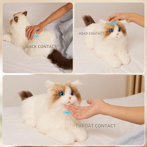 Chongker Interactive Robot cat Plush Stuffed Animal Toys for Kids Bionic Motion Purr Heartbeat Sound