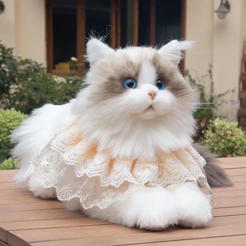 Chongker Cat Plush - Realistic Cat Stuffed Animal for Kids Lifelike Ragdoll Cat Plush, Gift for Kids and Cat Lovers (Ragdoll Cat)